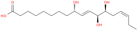 10,15 octadecadienoic acid, 9,12,13 trihydroxy , (9s,10e,12s,13s,15z) 